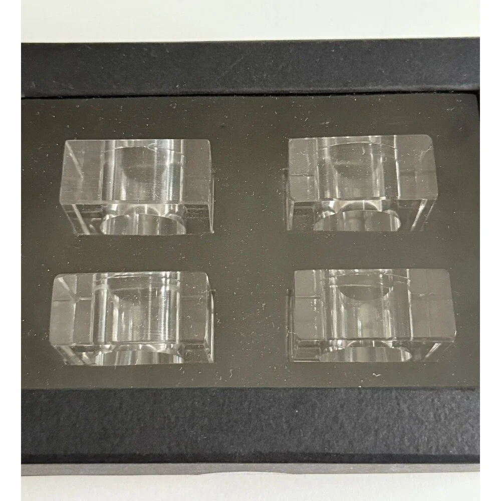 Tahari Home Napkin Rings Set of 4 Clear Acrylic Round Napkin Holders Dining